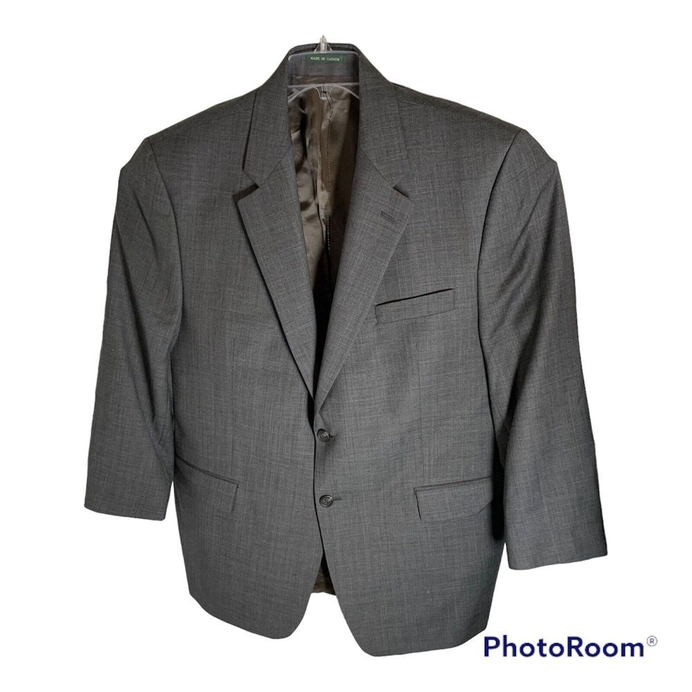 Ralph Lauren 46R Gray‎ Suit Jacket 100% Woolaine 90736.